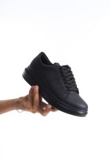 SLW151 Boost Bağcıklı Cilt Erkek Günlük Sneaker Ayakkabı ST - Siyah