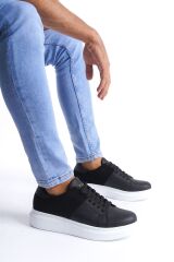 SLW151 Boost Bağcıklı Cilt Süet Erkek Günlük Sneaker Ayakkabı BT - Siyah