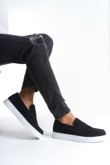 SLW180 Estilo X Bağcıksız Süet Erkek Günlük Spor Klasik Ayakkabı BT - Siyah