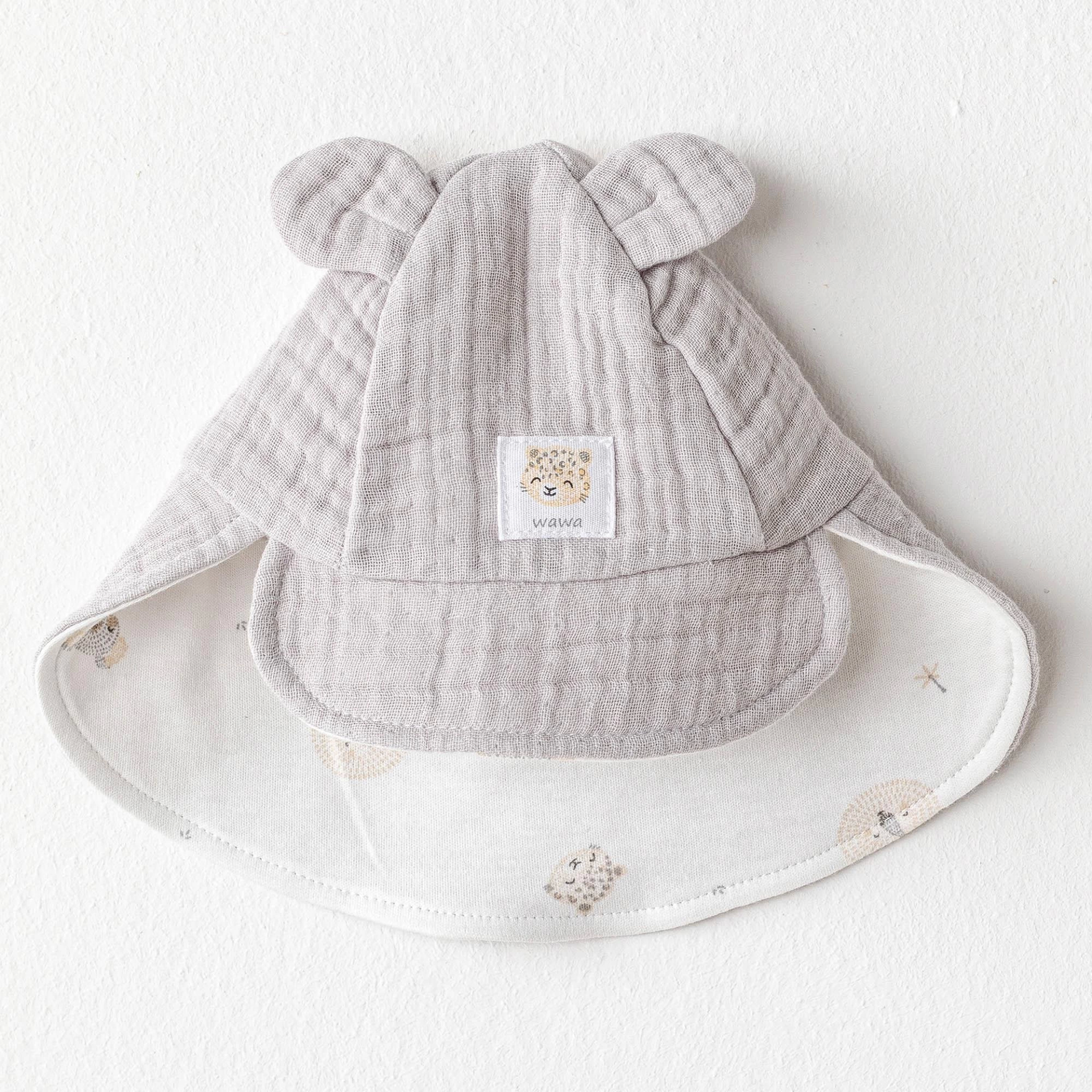 Andywawa Ac25843 Happy Animals Müslin Bebek Şapka Grey