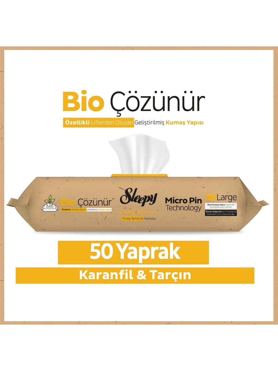 Sleepy Bio Yüzey Temizlik Havlusu 50 Adet Karanfil Tarçın
