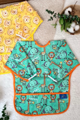 Bear Ve Safari Desenli 2'li Paket Sıvı Geçirmez Unisex Aktivite Ve Mama Önlüğü 6-24 Ay